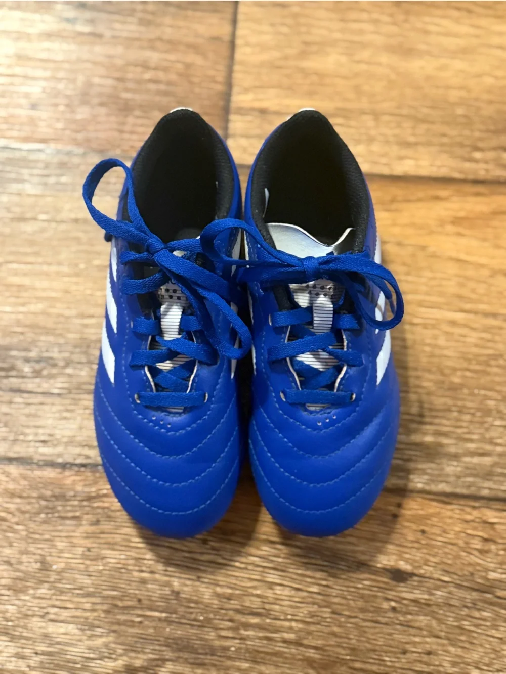 Adidas Kids Blue Soccer cleats with White Stripes- size: 12